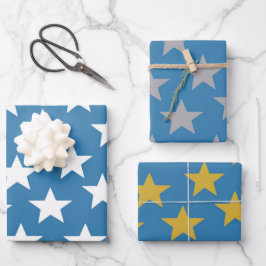 Goldsterne Geschenkpapier Set