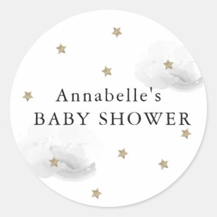 Goldsterne & Graue Wolken Baby Shower Aufkleber