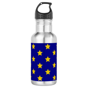 Goldsterne-Muster, Marineblau, Exklusiv Edelstahlflasche