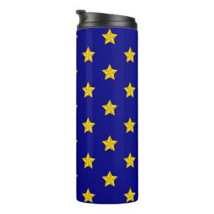 Goldsterne-Muster, Marineblau, Exklusiv Thermosbecher