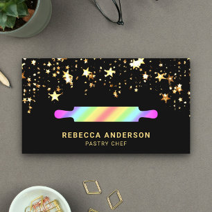 Goldsterne Regenbogen Nudelholz Konditor Bäckerei Visitenkarte