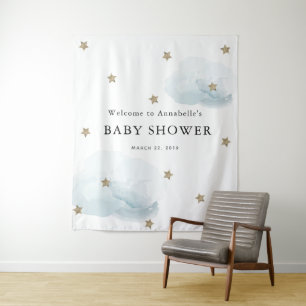 Goldsterne & Wolken Baby Shower Tapisserie Wandteppich