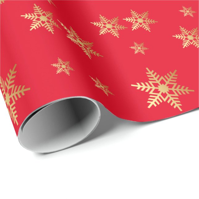 Goldsternpapier mit rotem Hintergrund Geschenkpapier (Rolleneckpunkt)