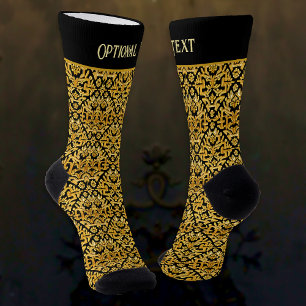 Goldstickerei auf schwarz - eigener Text - extrava Socken