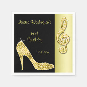 GoldStilett-u. dreifache Spalten-60. Geburtstag Serviette