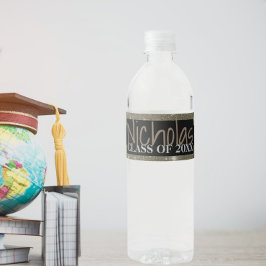 Goldstrahlende schwarze Sterne Abschluss Flaschene Wasserflaschenetikett