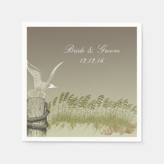 Goldstrand-Hochzeit Serviette (Vorderseite)