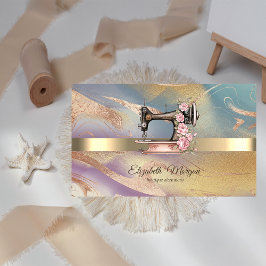 Goldstreifen, Blumennähmaschine farbig Visitenkarte