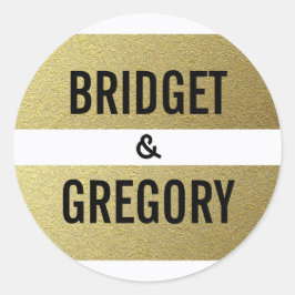 Goldstreifen-Hochzeit Runder Aufkleber