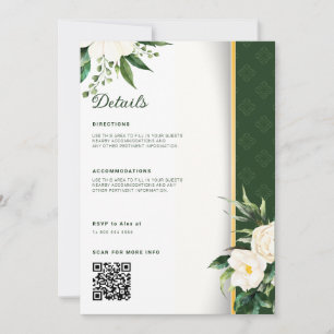 Goldstreifen-Hochzeitsdetails der weißen Blume Einladung