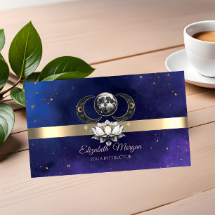 Goldstreifen-Lotus-Mond-Blauer Yoga-Lehrer Visitenkarte