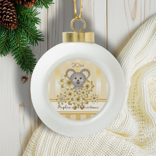 Goldstreifen Süßes Baby Koala Keramik Kugel-Ornament