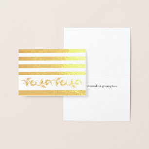 Goldstreifen und Blume mit eigener Note Folienkarte