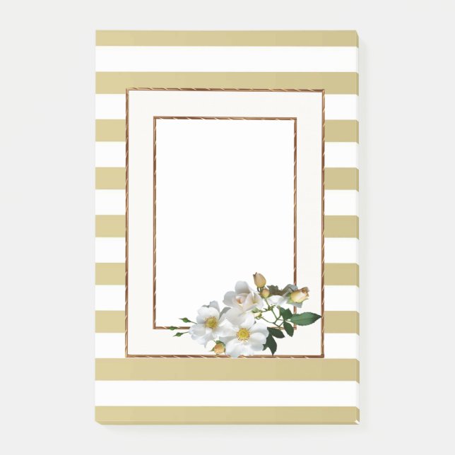 Goldstreifen und Blume Post-it Klebezettel (Vorderseite)