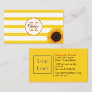 Goldstreifen und -sonnenblume mit Monogramm Visitenkarte