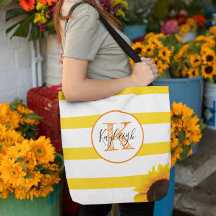 Goldstreifen und Sonnenblumen Mit Monogramm Person