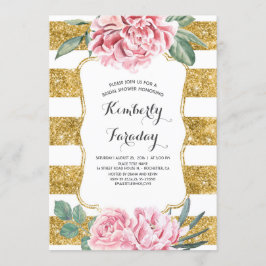 Goldstreifen Vintages weißes Brautparty Einladung