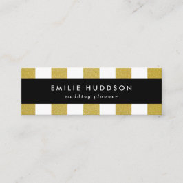 Goldstreifen, weiße Streifen, Streifen Mini Visitenkarte