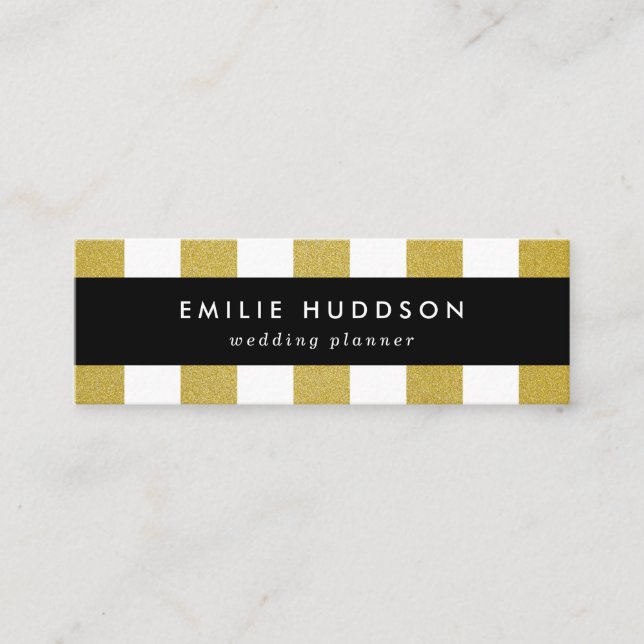 Goldstreifen, weiße Streifen, Streifen Mini Visitenkarte (Vorderseite)
