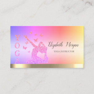 Goldstreifen Yoga-Lehrerin Pink Glitter Frauen Visitenkarte