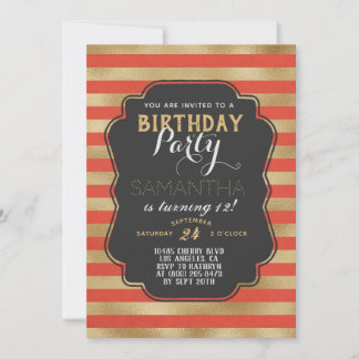 Goldstreifen zum Geburtstag Einladung