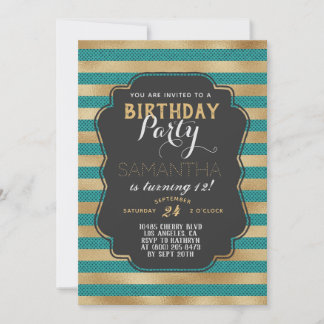 Goldstreifen zum Geburtstag Einladung