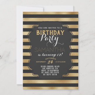 Goldstreifen zum Geburtstag Einladung