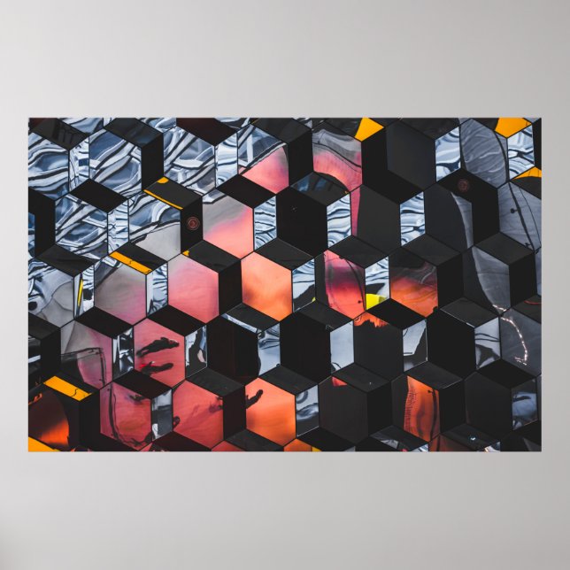 Goldstunde in mehrfarbiger Farbe Poster (Vorne)