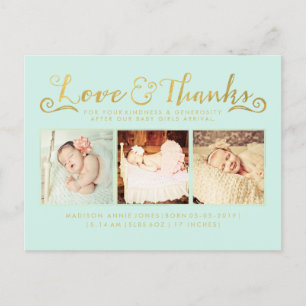 Goldtadelloses Baby danken Ihnen, an Postkarte zu