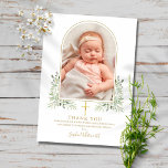 Goldtaufe Christening Greenery Arch Foto Dankeskarte<br><div class="desc">Gold Signatur Taufen Foto Dankeschön Karte. Persönlich mit Ihrem Foto und der Taufe verwöhnen wir Sie mit einer Taufbotschaft,  die Sie mit schicken Goldschriften in diesem eleganten,  eleganten Design mit elegantem goldenen Bogen und Aquarellgrün tauft. Entwickelt von Thisisnotme©</div>