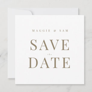 Goldtext White Contemporary Square Save the Date