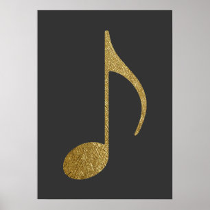 Goldtextur-Musiknote Poster