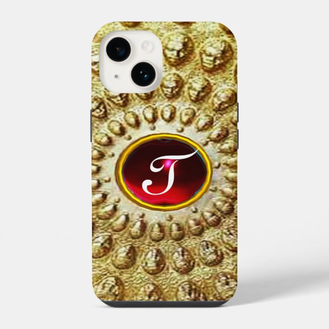 GOLDTHRACISCHE SCHEIBE MONOGRAMM  Roter Rubin  Ede iPhone Hülle (Rückseite)