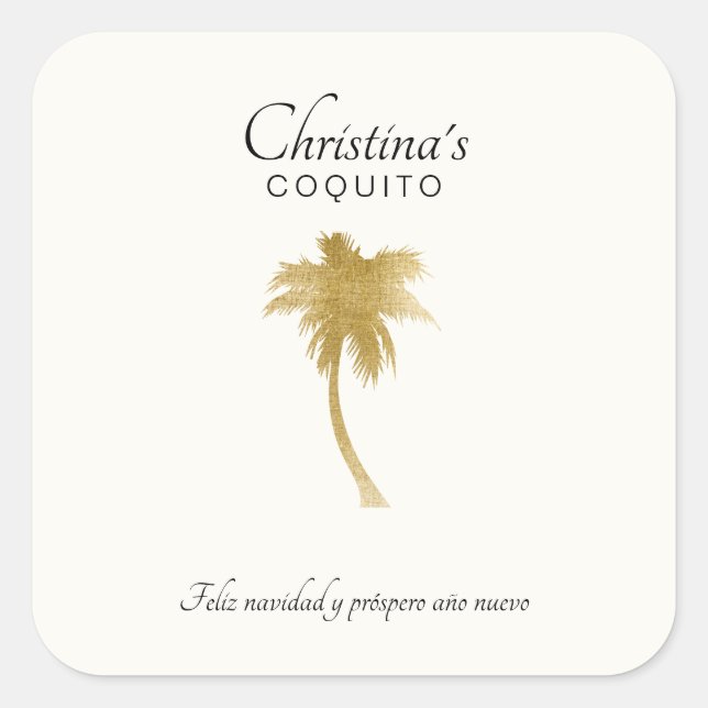 Goldtone Palm Tree Coquito Sticker (Vorderseite)