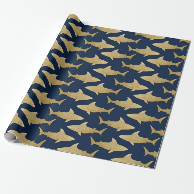 Goldtone Shark Wrapping Paper Geschenkpapier (Ungerollt)