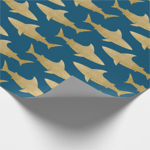 Goldtone Shark Wrapping Paper Geschenkpapier