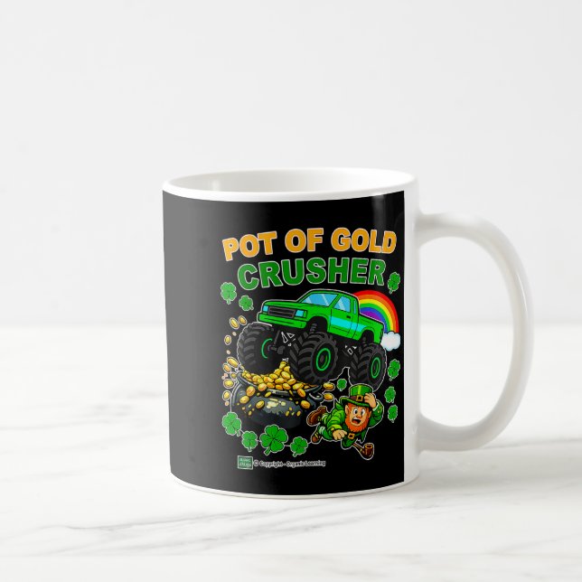 Goldtopf-Crusher-Monstertruck St. Patrick’s Day Kaffeetasse (Rechts)
