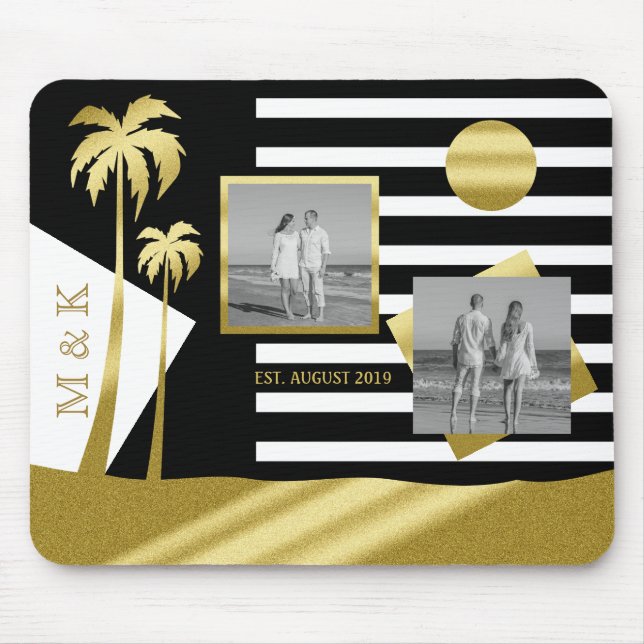 Goldtropische Palme-Strand Instagram Fotos Mousepad (Vorne)