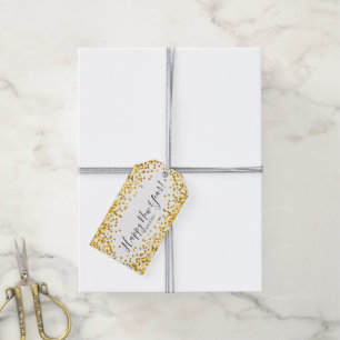 GoldTupfenconfetti-guten Rutsch ins Neue Geschenkanhänger