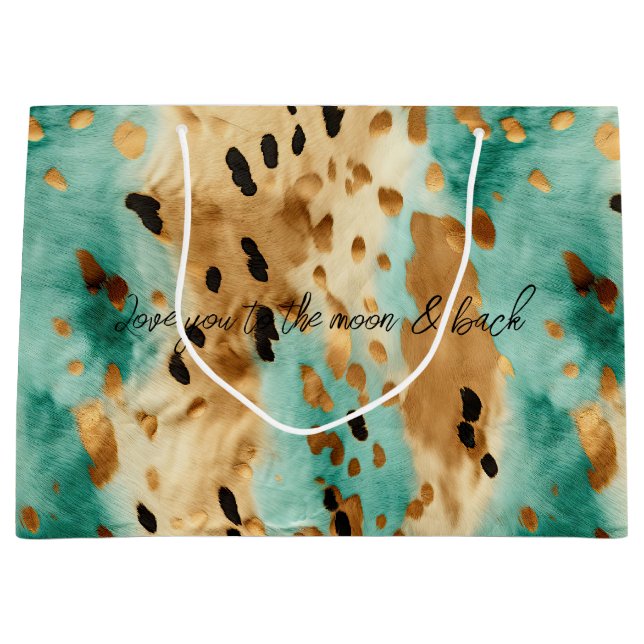 Goldtürkisfarbene Schwarze Farbe Große Geschenktüte (Vorderseite)