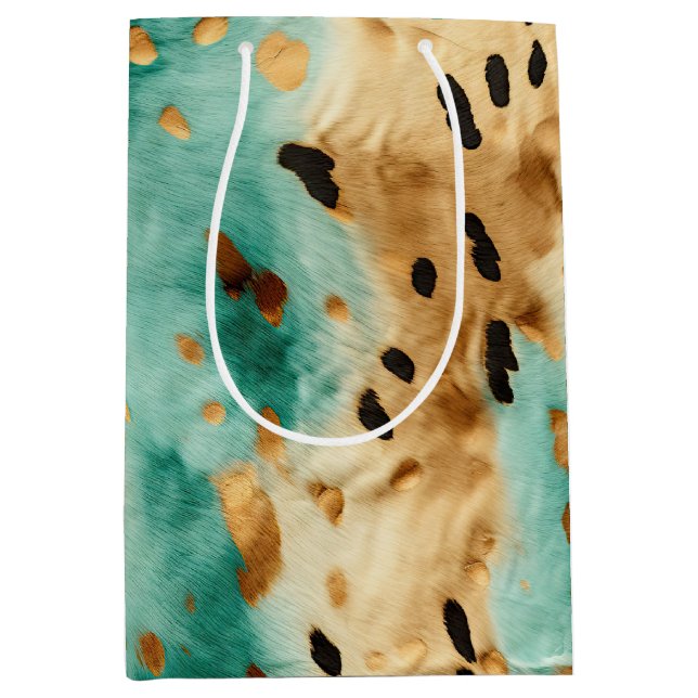 Goldtürkisfarbene Schwarze Farbe Mittlere Geschenktüte (Vorderseite)