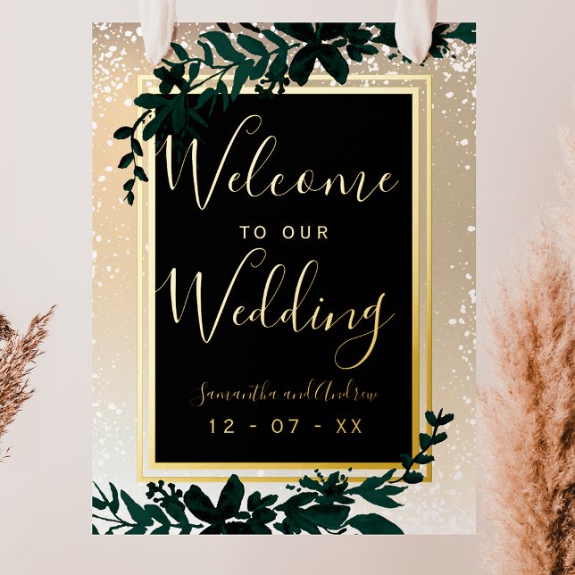 Goldtypografie Blattschnee eleganter Winterempfang Foliendrucke (Von Creator hochgeladen)