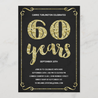 Goldtypografie | Imitats Foil 60. Geburtstagsparty Einladung