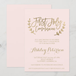 Goldtypografie rot Rosa Erste Heilige Kommune Einladung