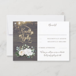 Goldtypografie Rustikale Hochzeit im Herbst UAWG RSVP Karte