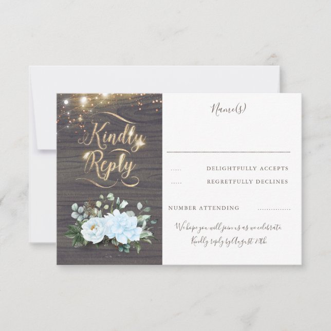 Goldtypografie Rustikale Hochzeit im Herbst UAWG RSVP Karte (Vorderseite)