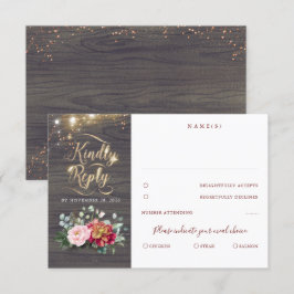 Goldtypografie Rustikale Hochzeit im Herbst UAWG RSVP Karte