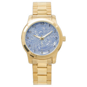 Golduhr der Frauen mit blauem psychedelischem Must Armbanduhr