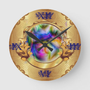 Golduhr-gerahmter magischer Kristallballstrudel Runde Wanduhr