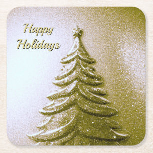 Goldurlaub Weihnachtsbaum Papier Untersetzer